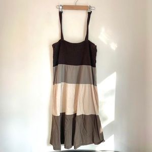 gradient brown fairy skater dress with ribbed tank top